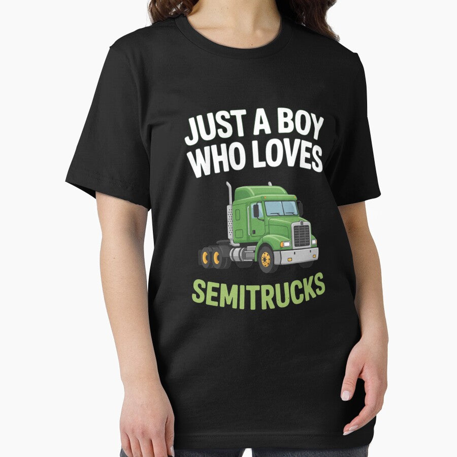 Just A Boy Who Loves Semitrucks Trucker by CORJIDOG-ART