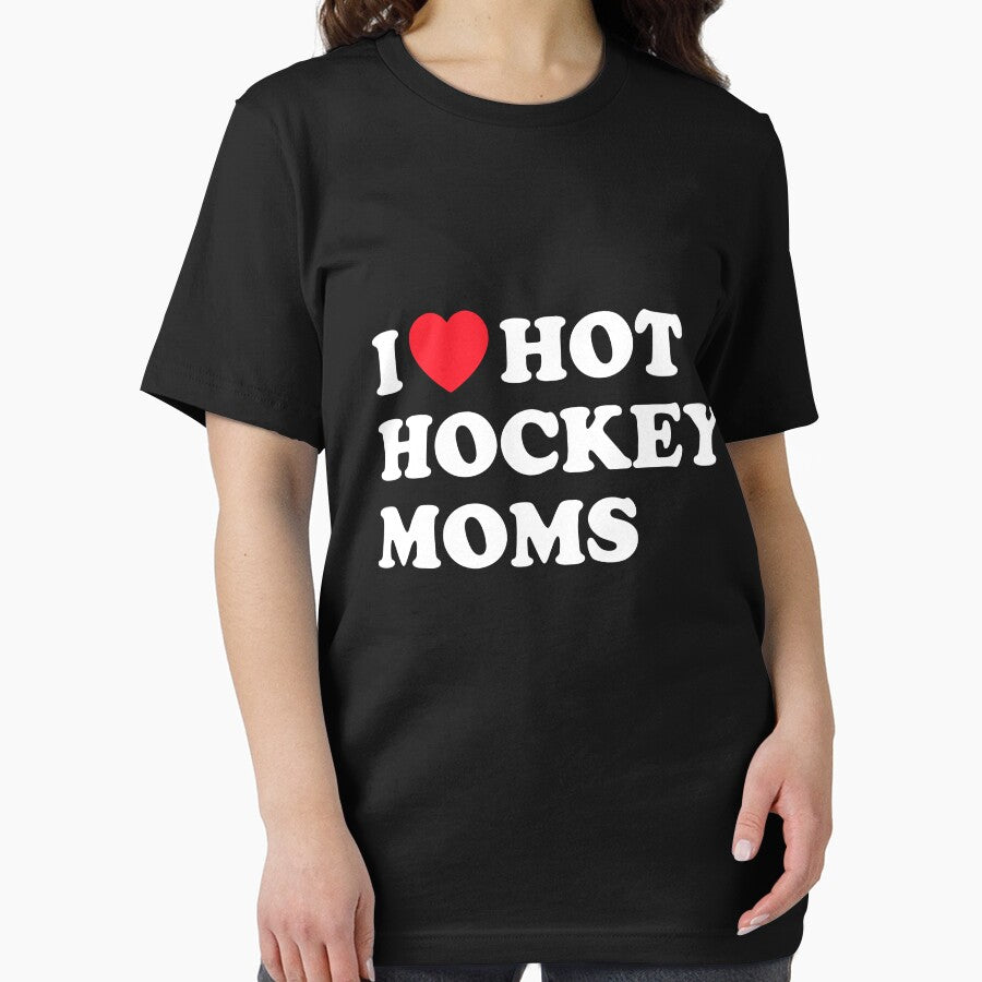 I Love Hot Hockey Moms Funny Hockey Lover by Helbon-art