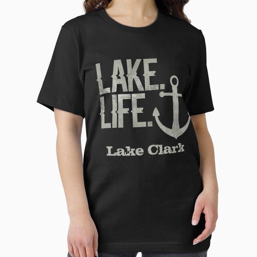 Lake Clark Alaska Lake Life Nautical Themed with Anchor by TeagoShirts