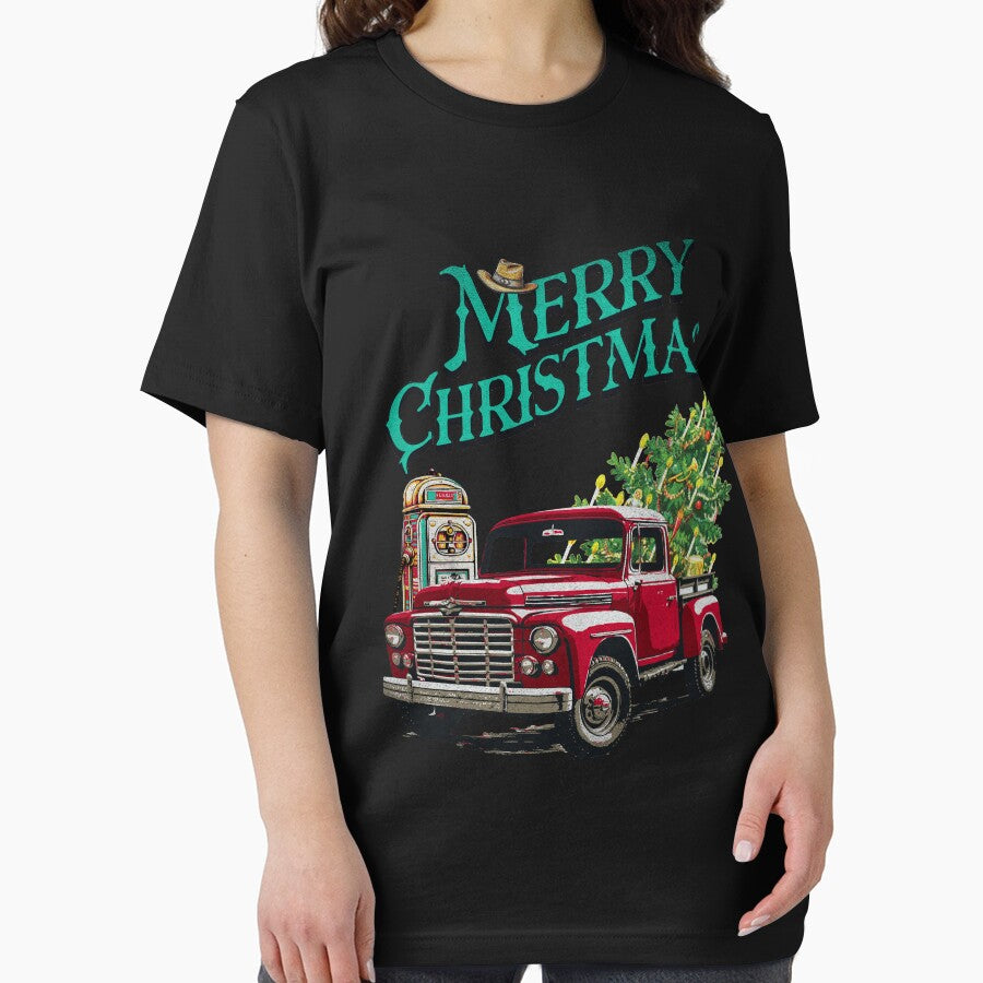 red Pickup truck Western style for Matching family pajamas, Christmas gifts for kids by doodlelike