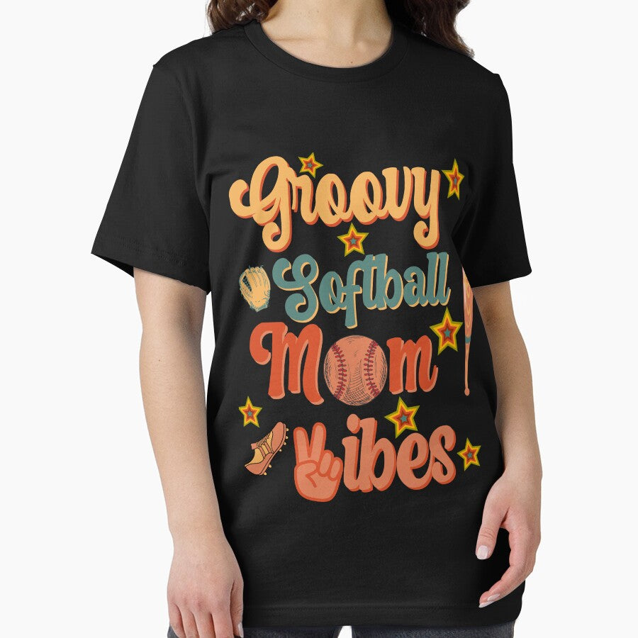 Groovy Mom Softball Vibes With Softball and Softball Bat by GarnersDesigns