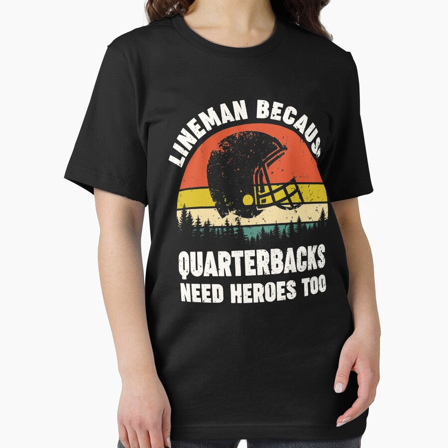 Football Offensive Lineman funny retro lineman because quarterbacks need heroes too by Majesticoo
