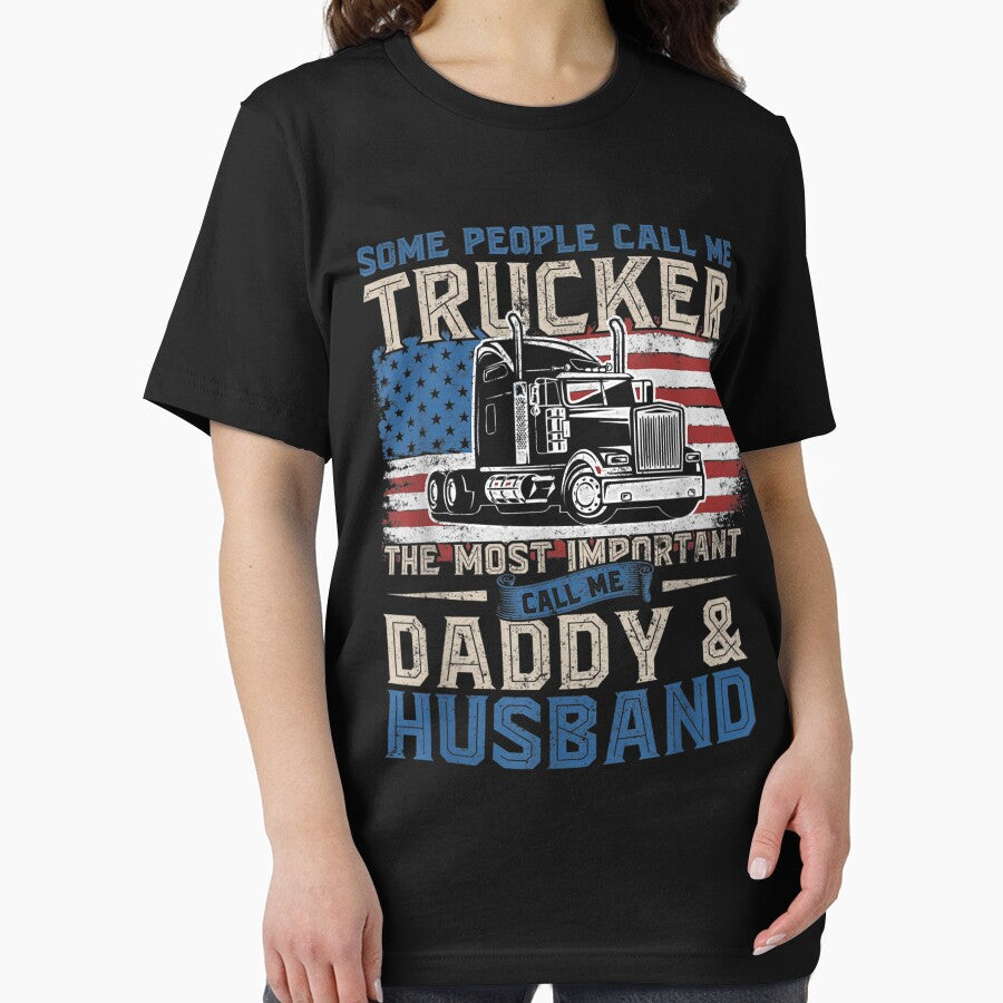 Semi Truck Driver, Trucker Daddy, Husband, US American Flag by Larcossee ⭐⭐⭐⭐⭐