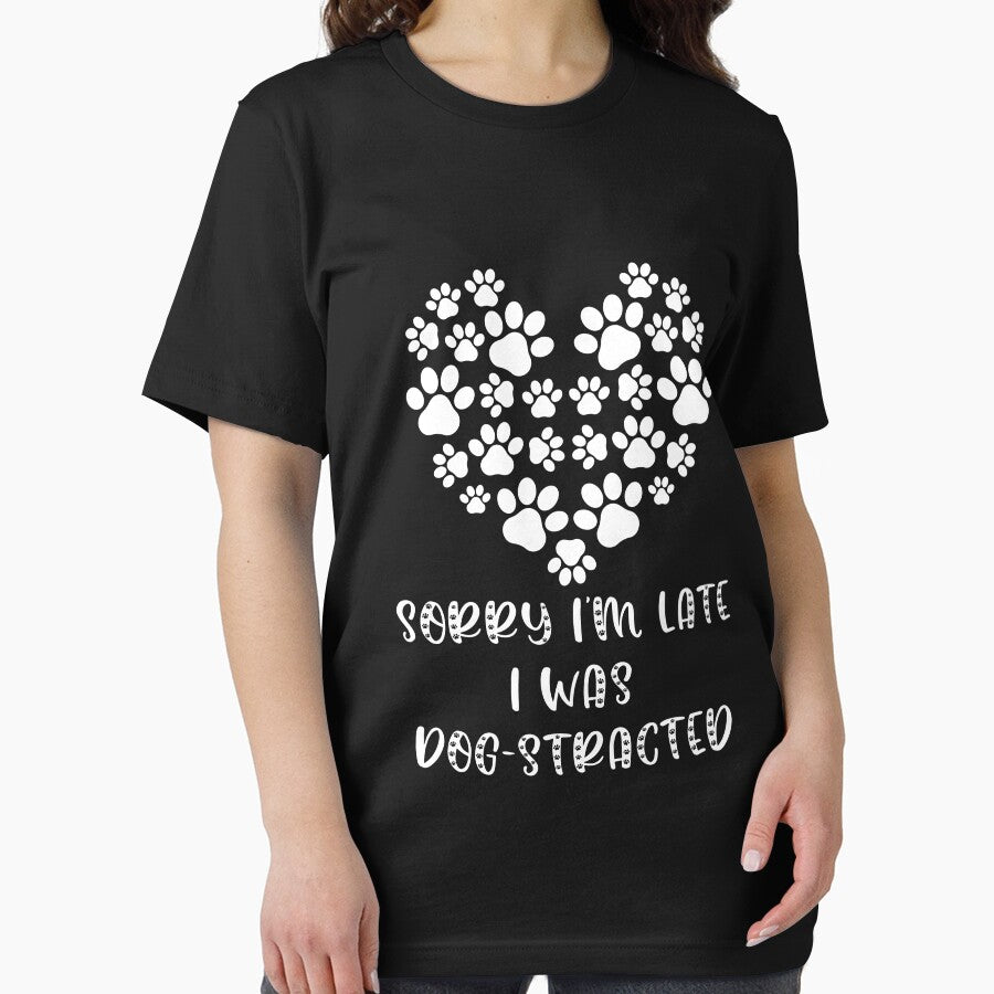 SORRY I'M LATE I WAS DOG-STRACTED with Dog Print Heart by Craftynistia