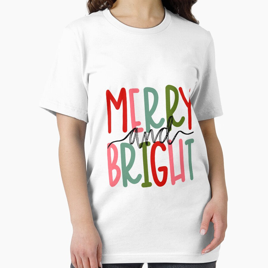Merry And Bright Christmas Women Girls Kids Toddlers Cute T-Shirt by Trendy Shirt