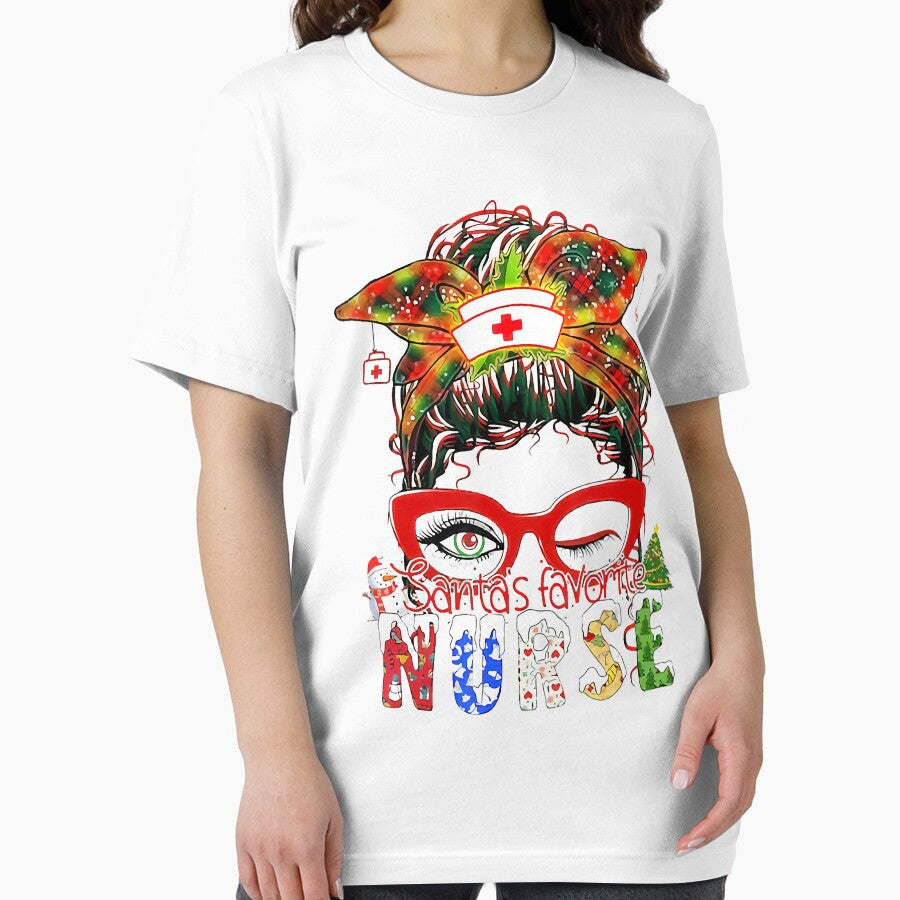 Santa's Favorite Nurse Christmas Nurse Messy Bun Hair by SethFrancis37