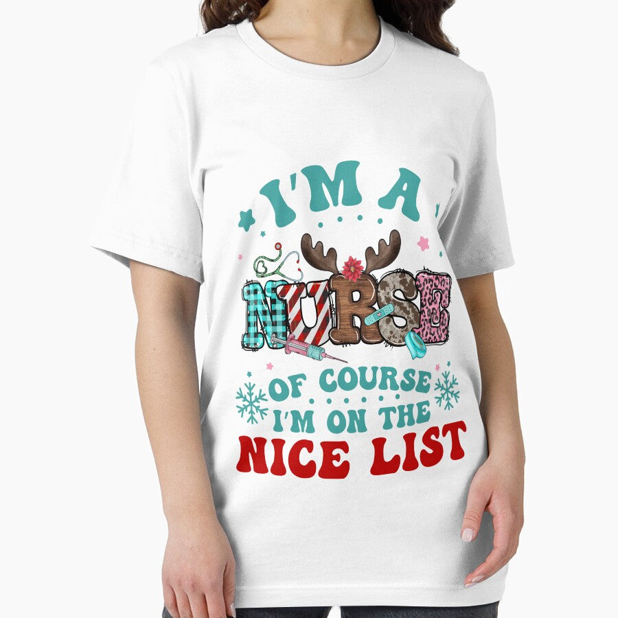 I'm a Nurse - I'm on the nice list Christmas Stethoscope Nurses Leopard Plaid Women by Designer-Girl