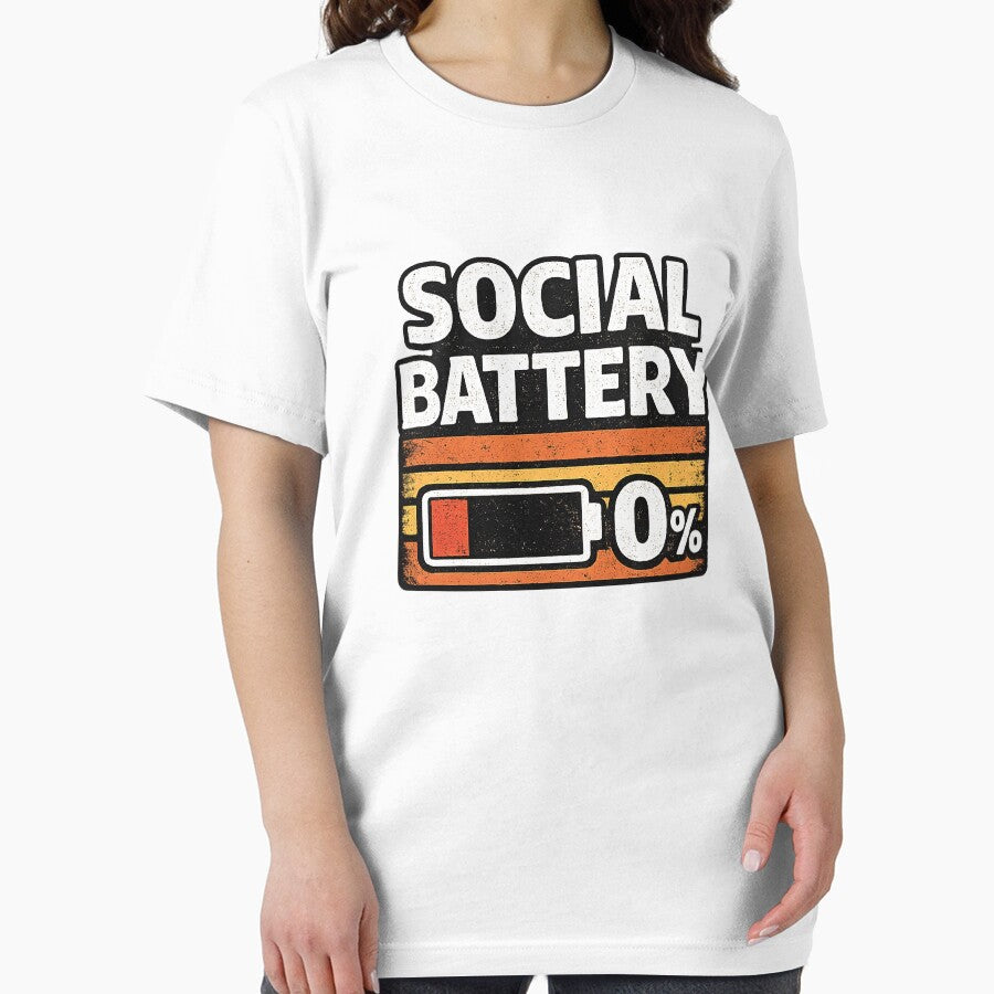 Social Battery 0% Funny Introvert Shirt, Anti Social Humor by GhostDawgs