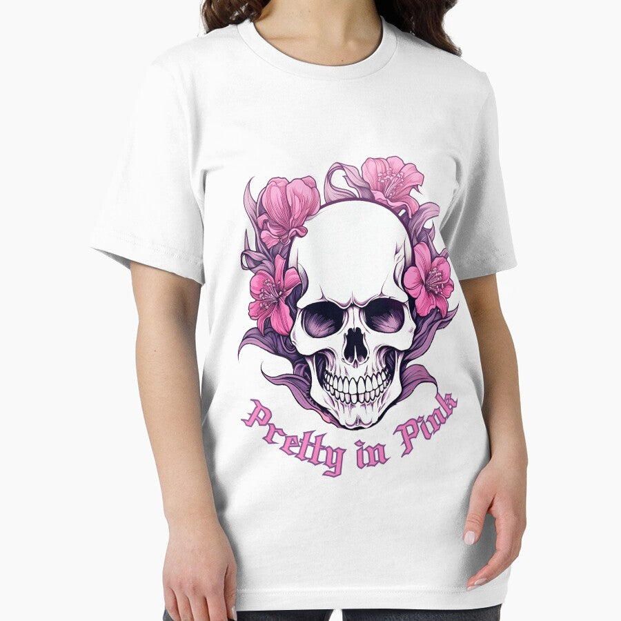 "Lily, Pretty in Pink" cool skull with lilies flowers in gothic style, dark aesthetics by Lemon-y-Shark