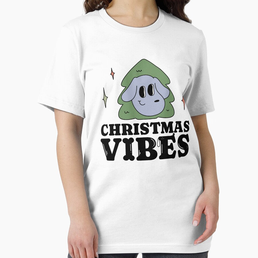Cute Christmas tree dog groovy retro vintage funny family xmas time vibes by TNwandesignart