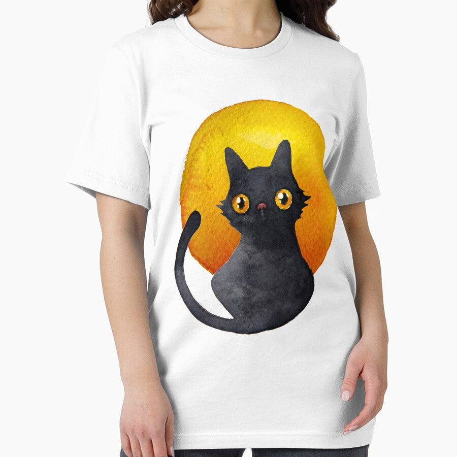 Watercolor Sunset Black Cat by zorrorojo