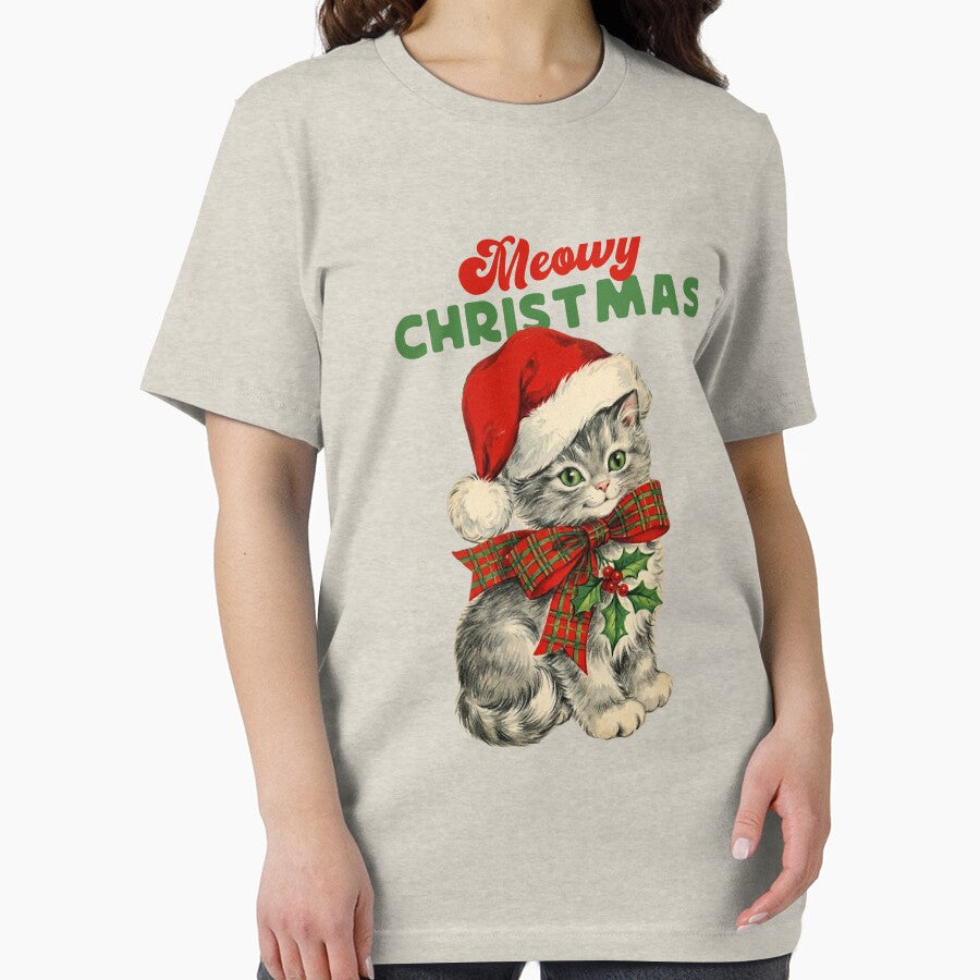 Meowy Christmas Cat Shirt — Vintage Holiday Kitten Illustration by 99 Organizers