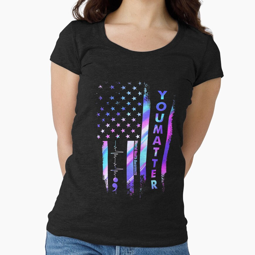 Cool American Flag Awareness Shirt You Matter Mental Health Illness Warrior Birthday T Shirt by tuanitus