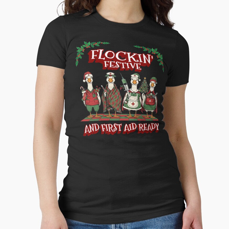 Funny Nurse Christmas Goose Flockin Festive Design by MTJ-Mushrooms