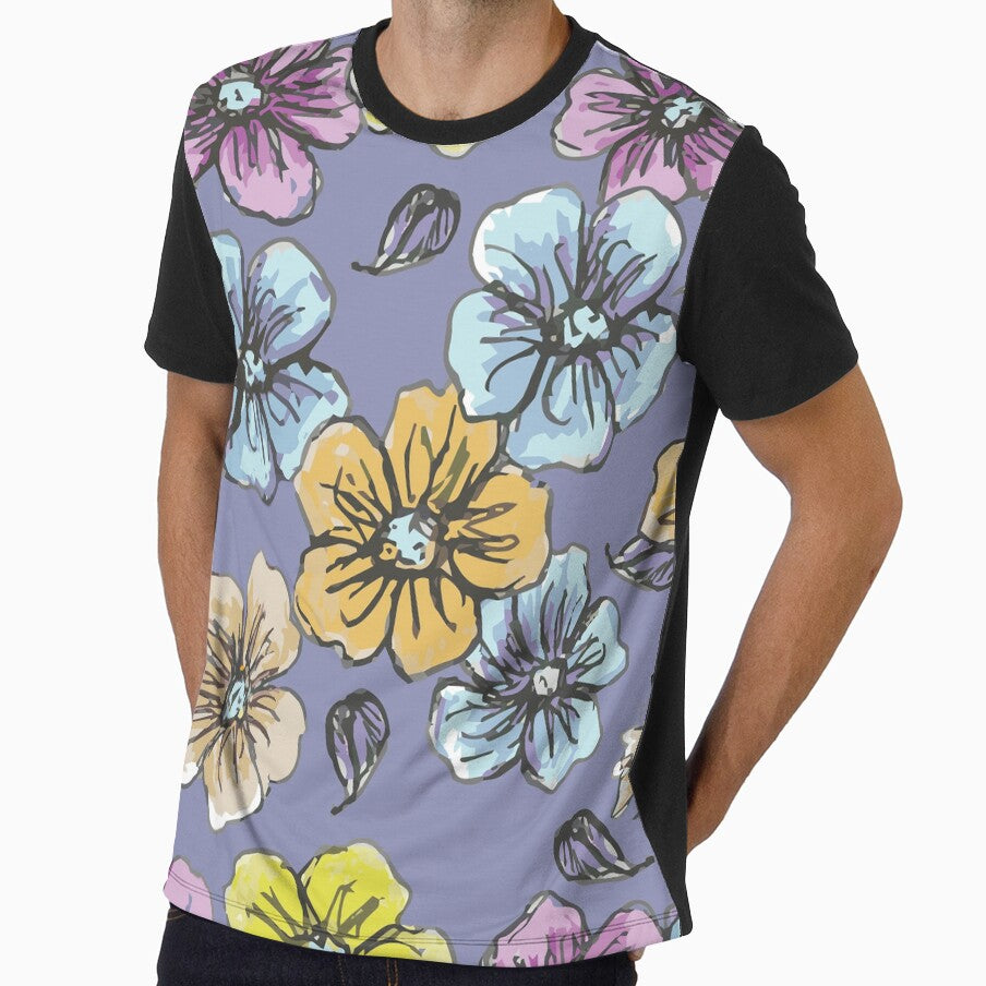 Rustic Flowers on Blue by Freshinkshop