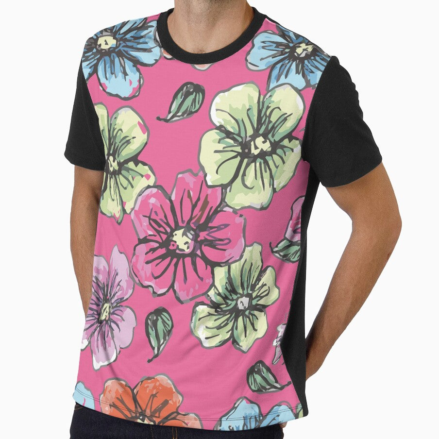 Rustic Flowers on Dark Pink by Freshinkshop