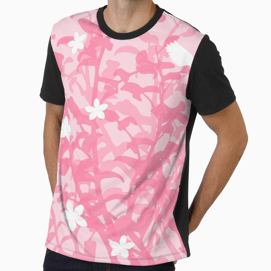 Pink Aesthetic Flowers and Bird by Designs24U
