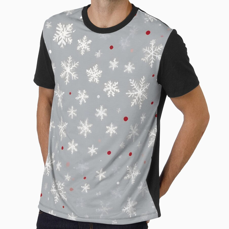 Tastful Christmas Snow Flakes, Touch Of Red and Silver by PlanetMarker