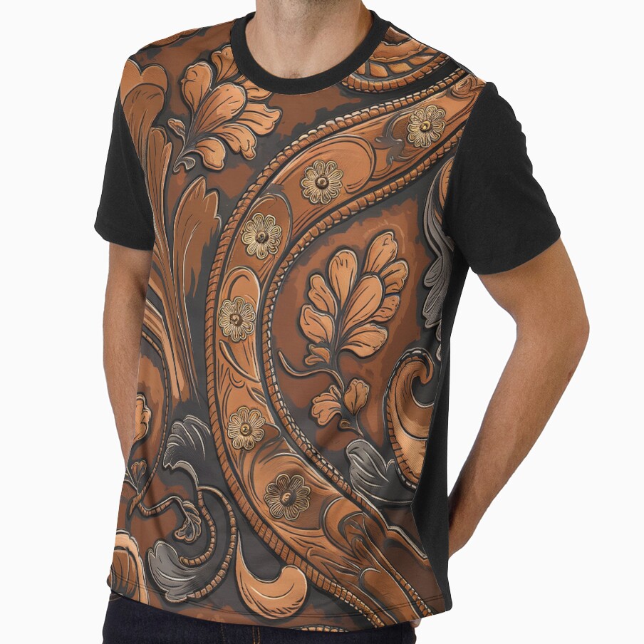 Western Embossed Leather Pattern – Rustic Cowboy Tooled Design by CoastalEmp