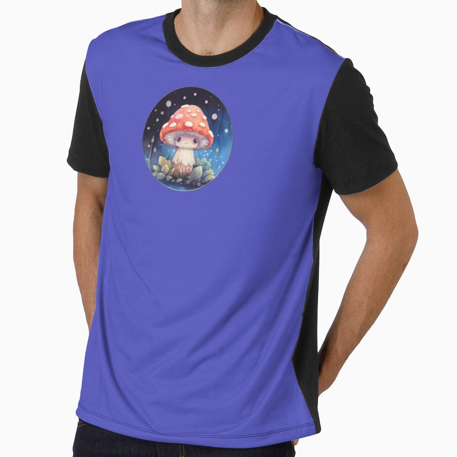Anime Mushroom | Blue Watercolour | Happy, Cute, Happy, Smiling, Aesthetic, Manga, Fungus, Fungi, Nature, Japanese, Cartoon, Love, Shroom, Toadstool, Cottagecore by FantasySoul