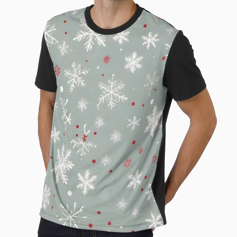 Tastful Christmas Snow Flakes, Touch Of Green And Red Seamless by PlanetMarker