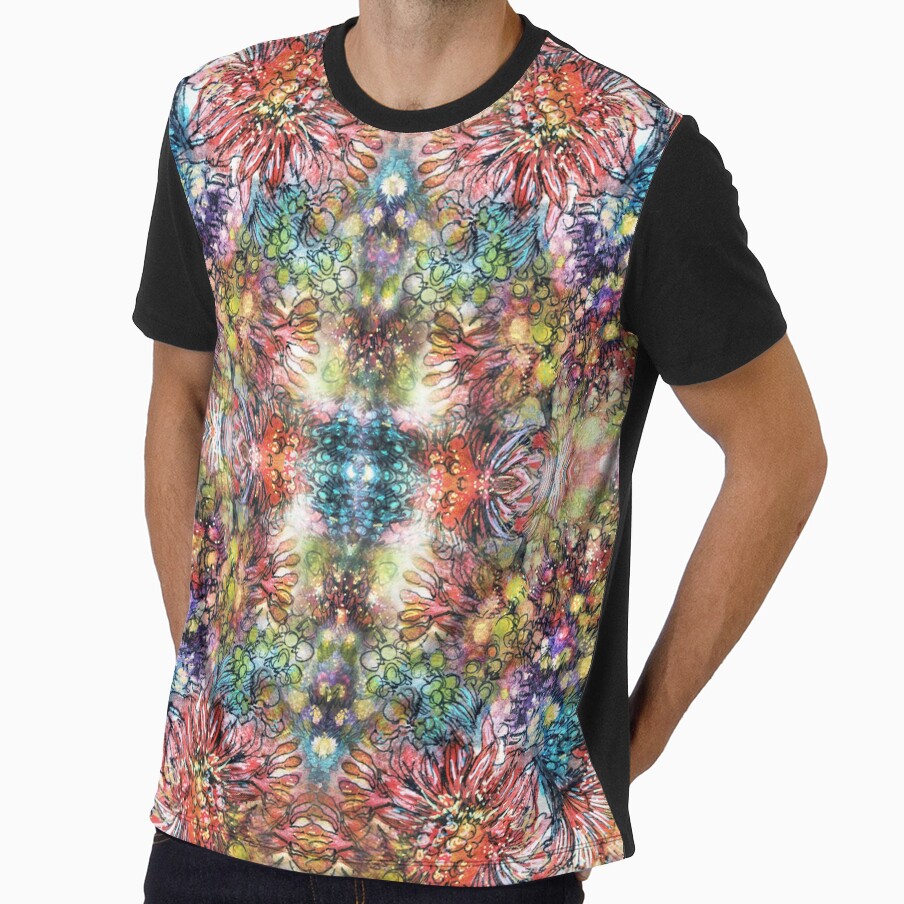 Watercolor hand drawn flower kaleidoscope pattern by robertaaiello