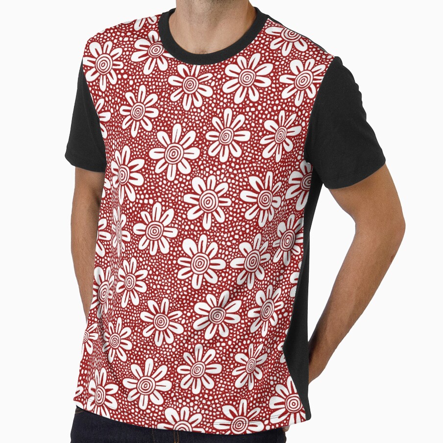 Hand Drawn Flower Pattern 140617 - Ruby Red by Artberry