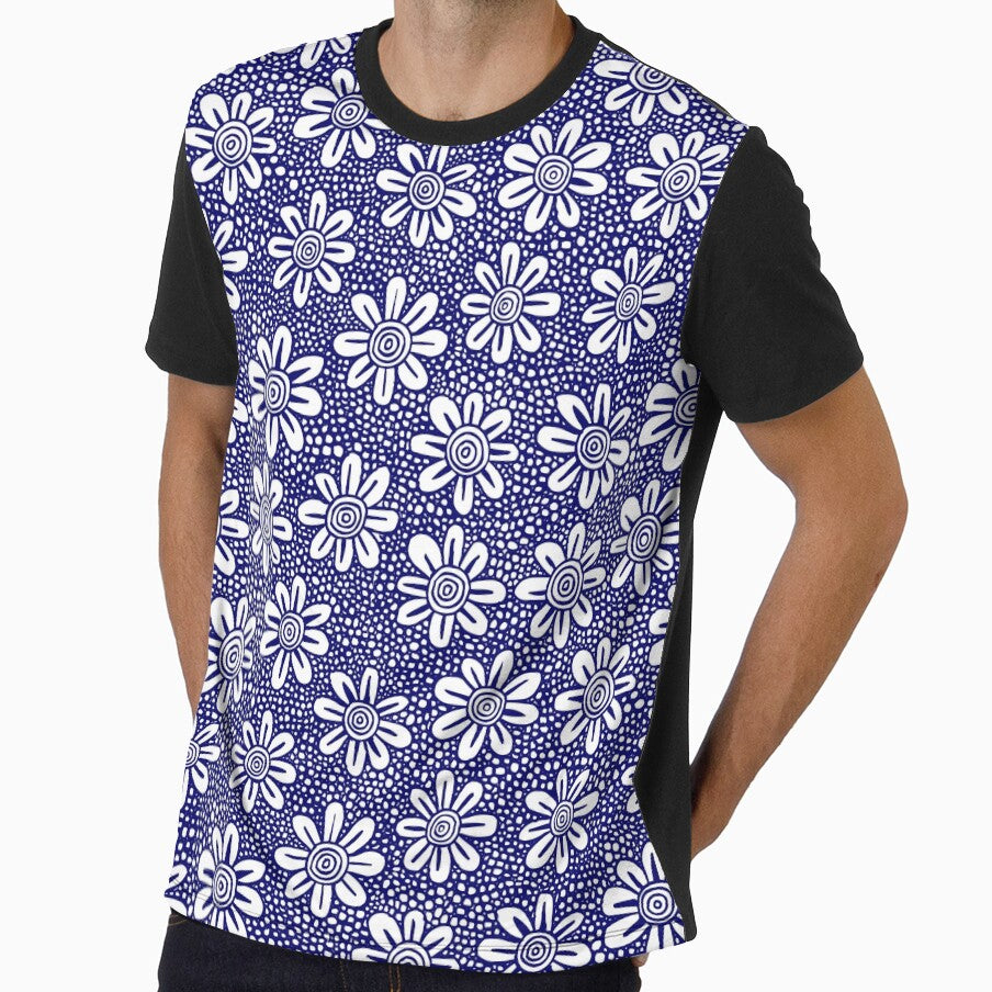 Hand Drawn Flower Pattern 140617 - Dark Blue by Artberry