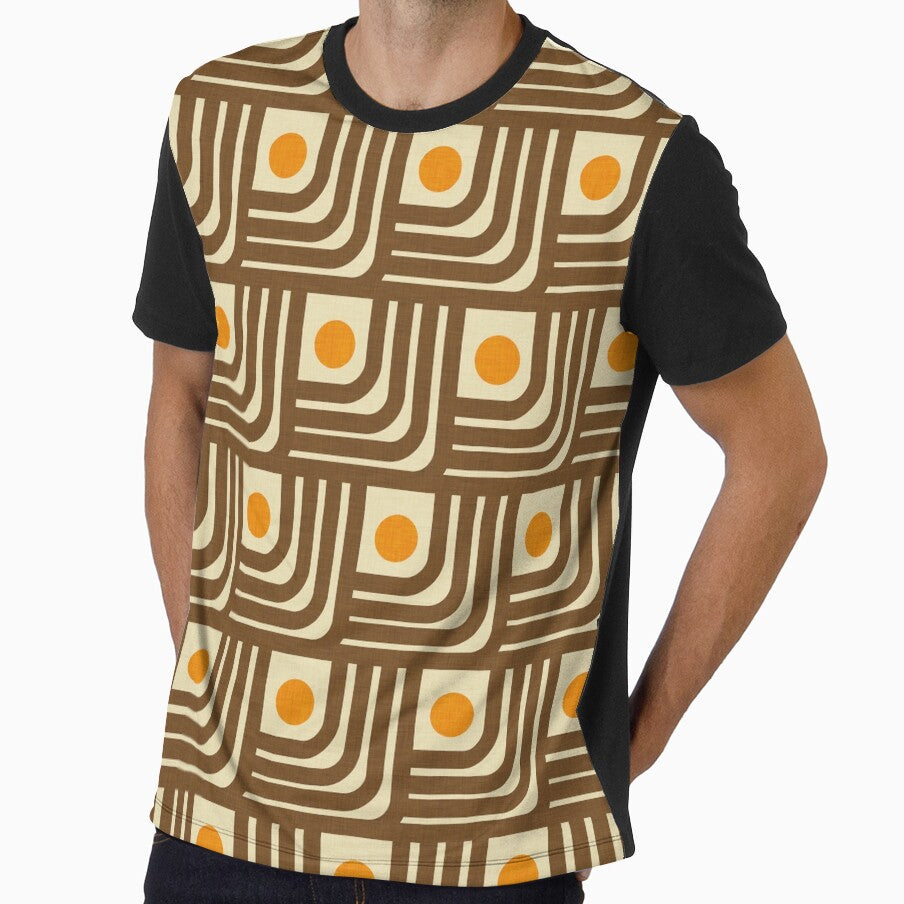 70s Curve Lines Brown Orange by susycosta