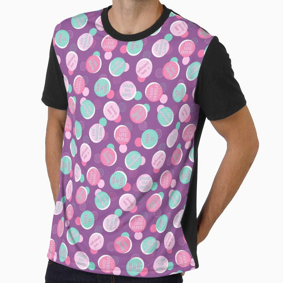 Modern Geometric - Positive Vibes Affirmation Pattern - Purple Pink Blue by WickedRefined - Nicole Demereckis