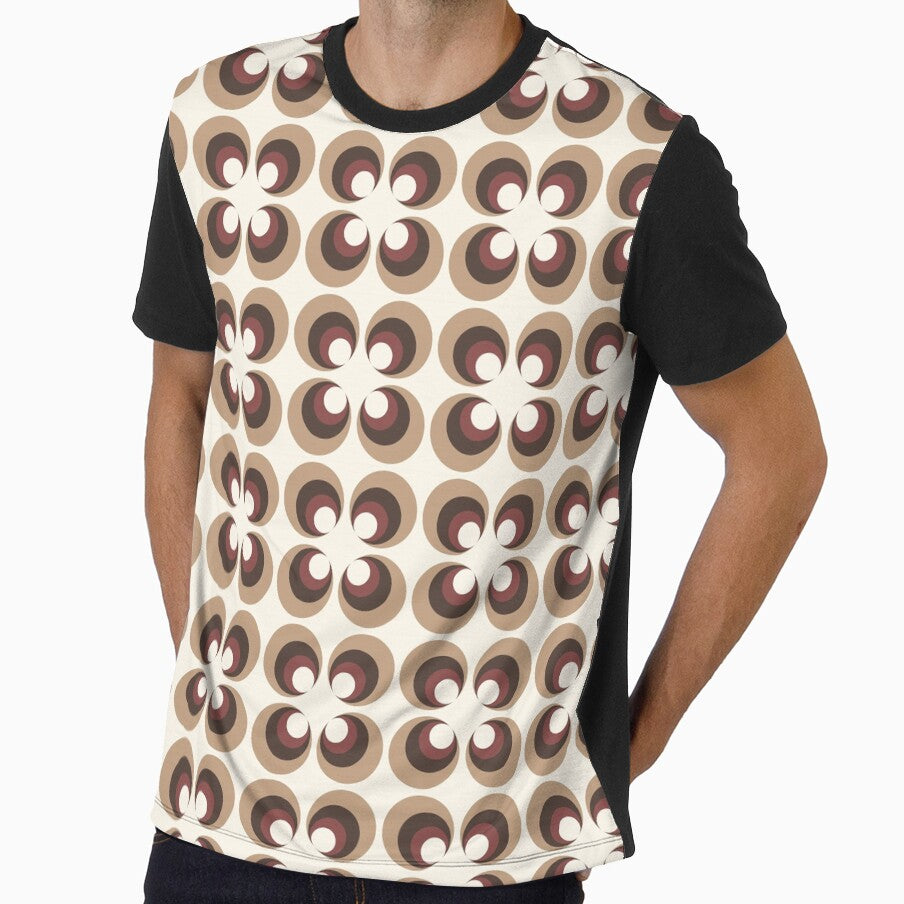 Retro 70s Aesthetic Coffee and Cream Seamless Circle Pattern by MadfishDesigns