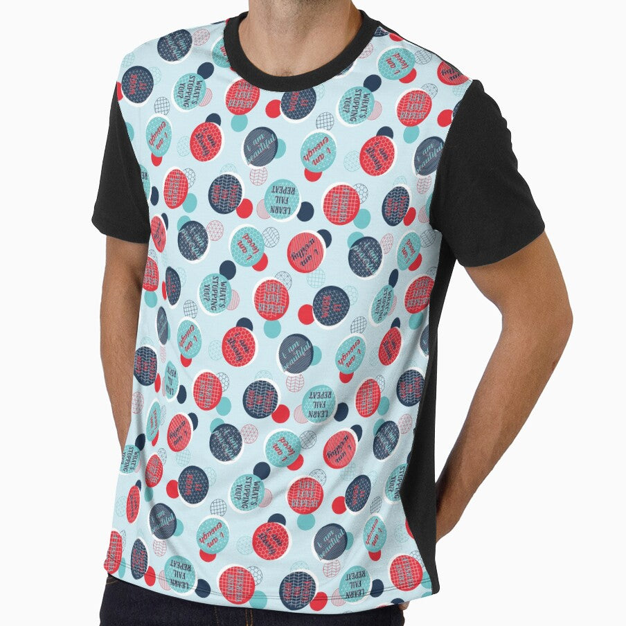 Modern Geometric - Positive Vibes Affirmation Pattern - Navy Blue Red by WickedRefined - Nicole Demereckis