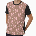 Cheerful Whimsy Mocha and Pink Abstract Shapes and Dots Pattern by kierkegaard