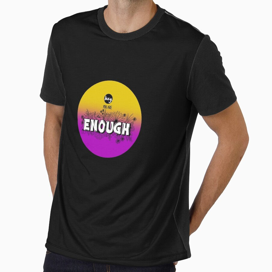 Hey You Are Enough - Button Design - Self-Love Quote - Pink Yellow White by petraholzknecht