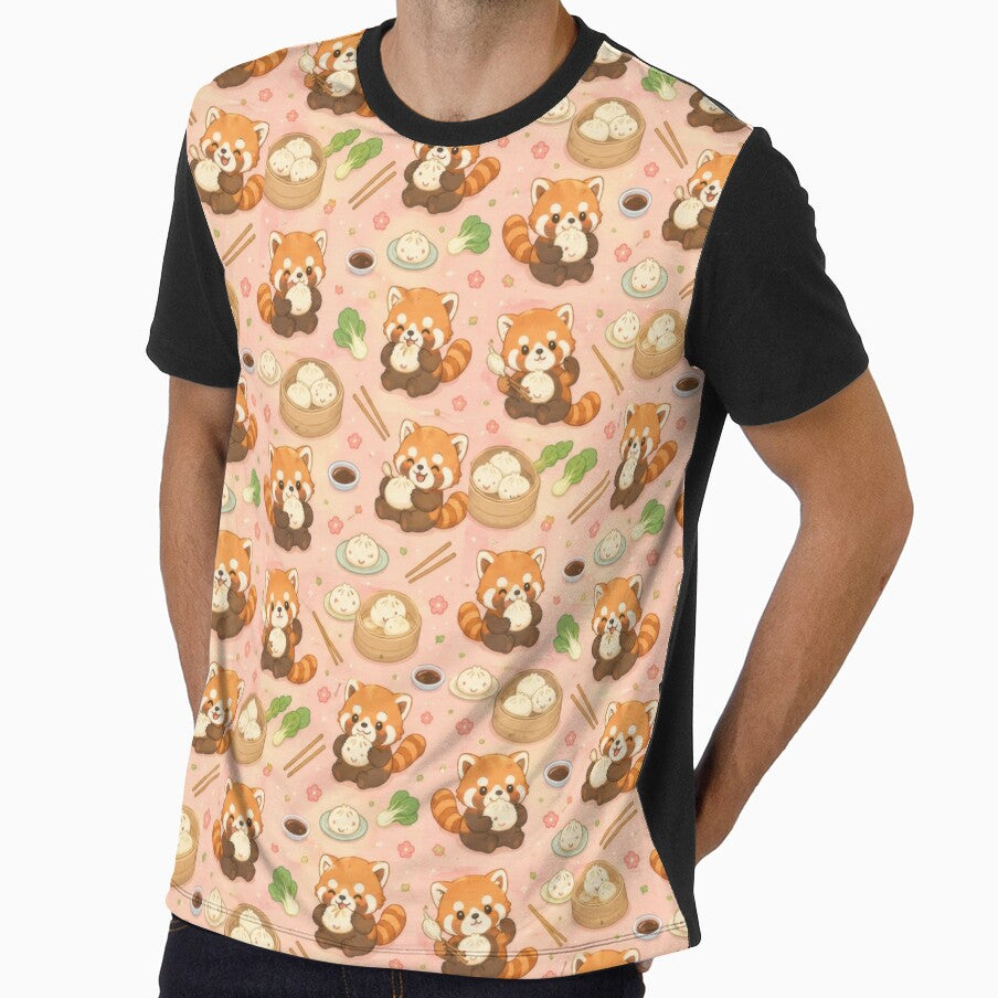 Red Panda Steamed Bun Pattern | Cute Kawaii Foodie Design by Soft Berry Studio