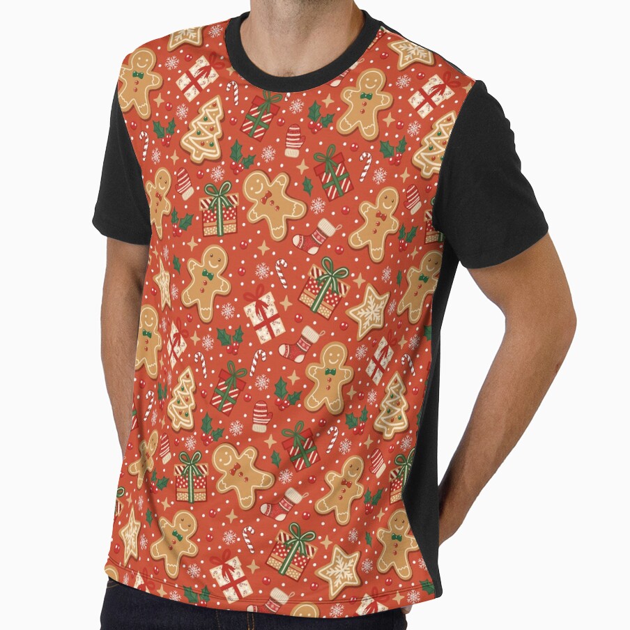 Cute Christmas Gingerbread Cookies & Holiday Gifts Seamless Pattern by romyca creation_22