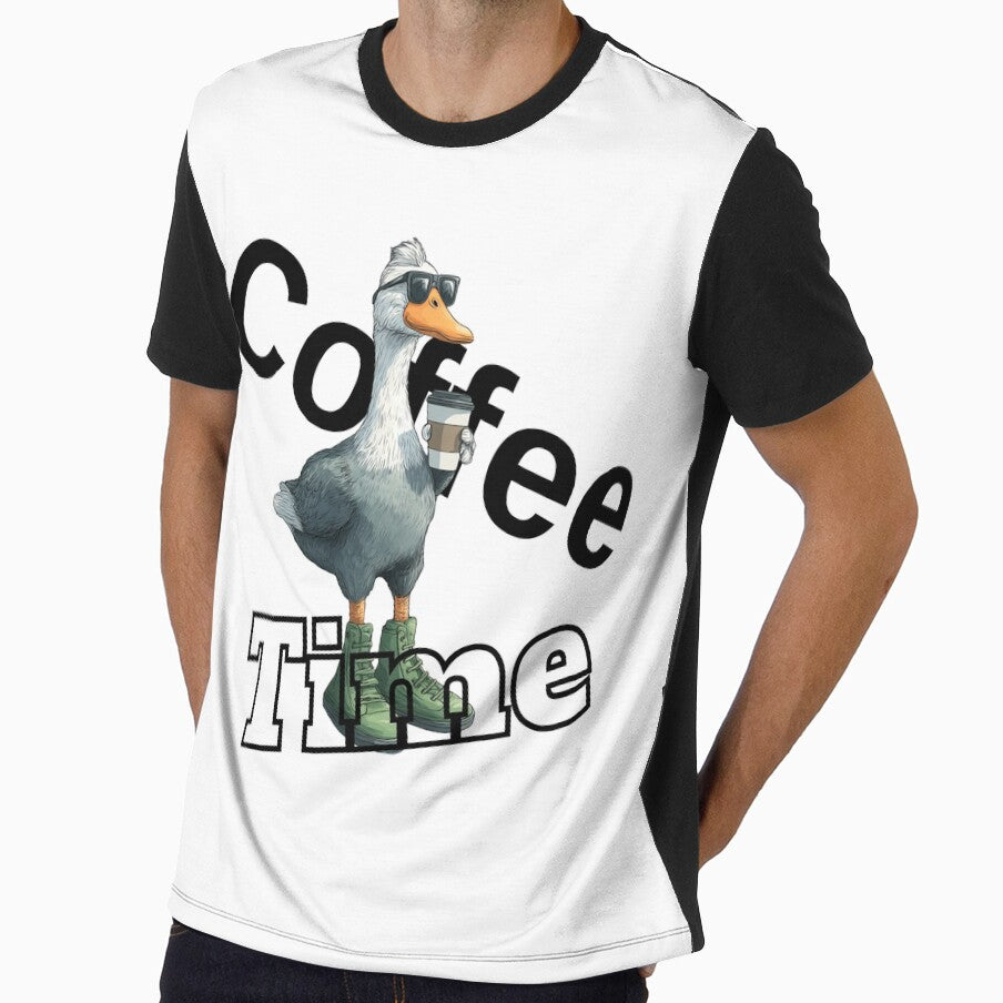 Funny Coffee Time Goose in Boots T-Shirt - Sarcastic Morning Person Gift by illeN-Art-World