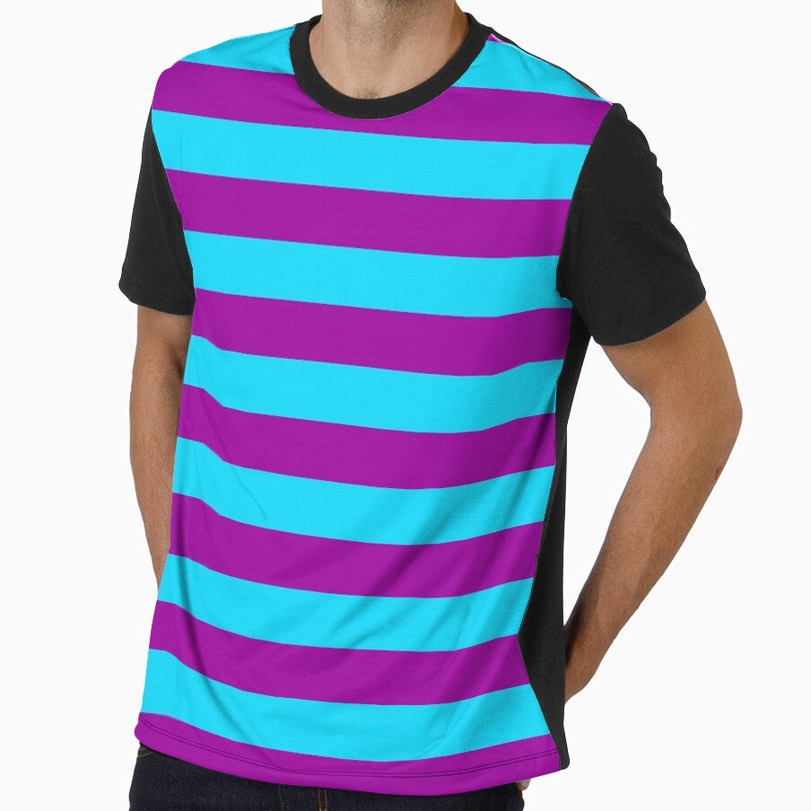 Y2K Electric Cyan and Purple Stripe Pattern | Retro 2000s Horizontal Stripes by BrontesWhimsyStore