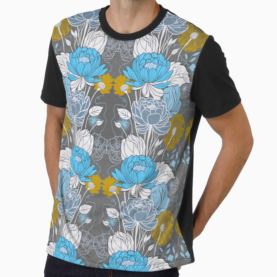 Flower pattern #46 Blue yellow by Patternifly