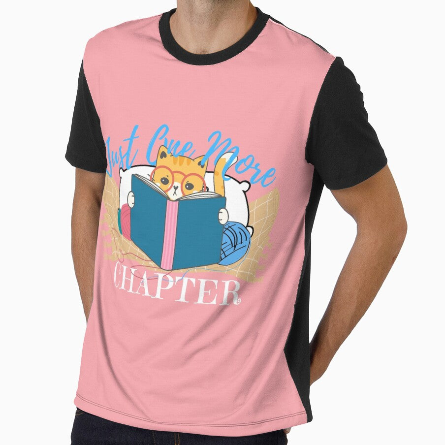 Just One More Chapter Cat Reading (pink) by Novelty-Shirts