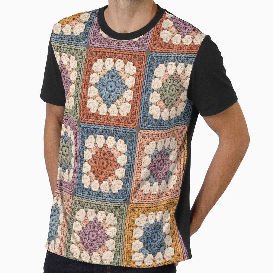Vintage Crochet Granny Squares Pattern – Cozy Handmade Yarn Mosaic by blankTeeShirt