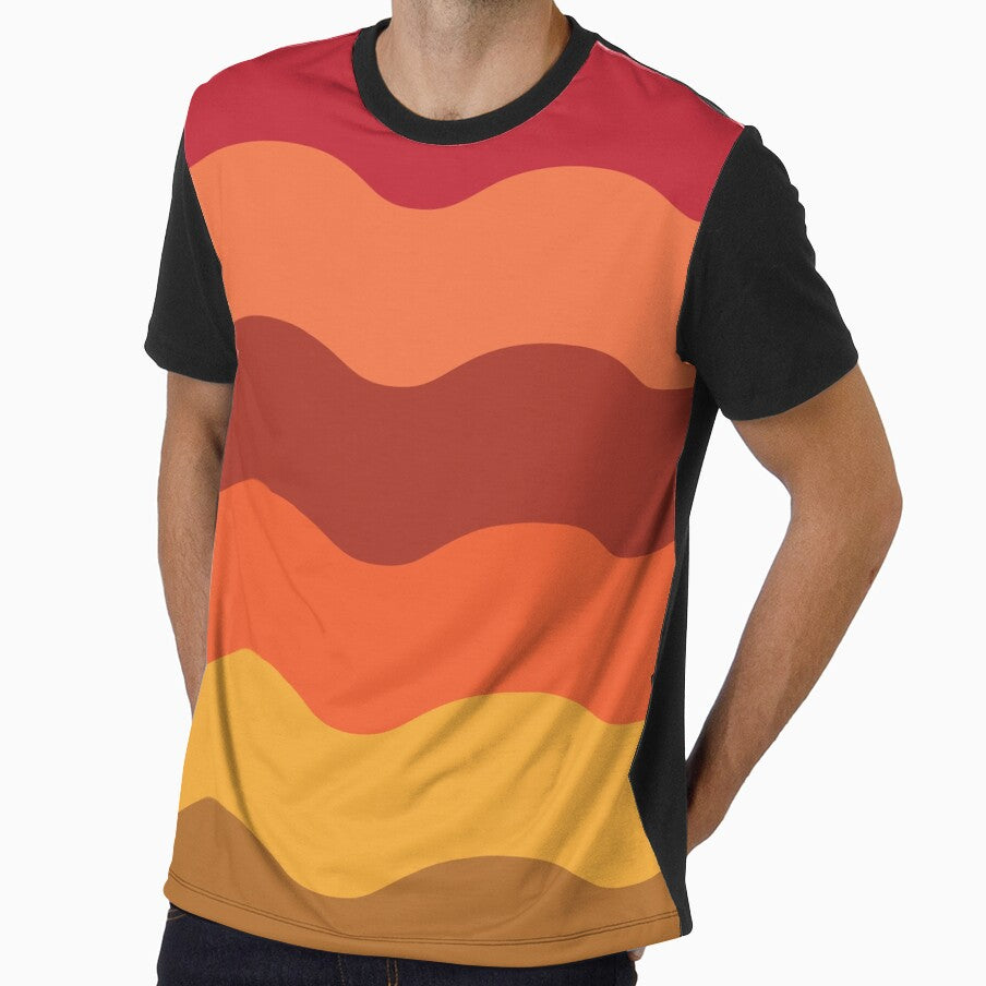 70s retro pattern  red, brown, orange and yellow waves by Yasminepatterns
