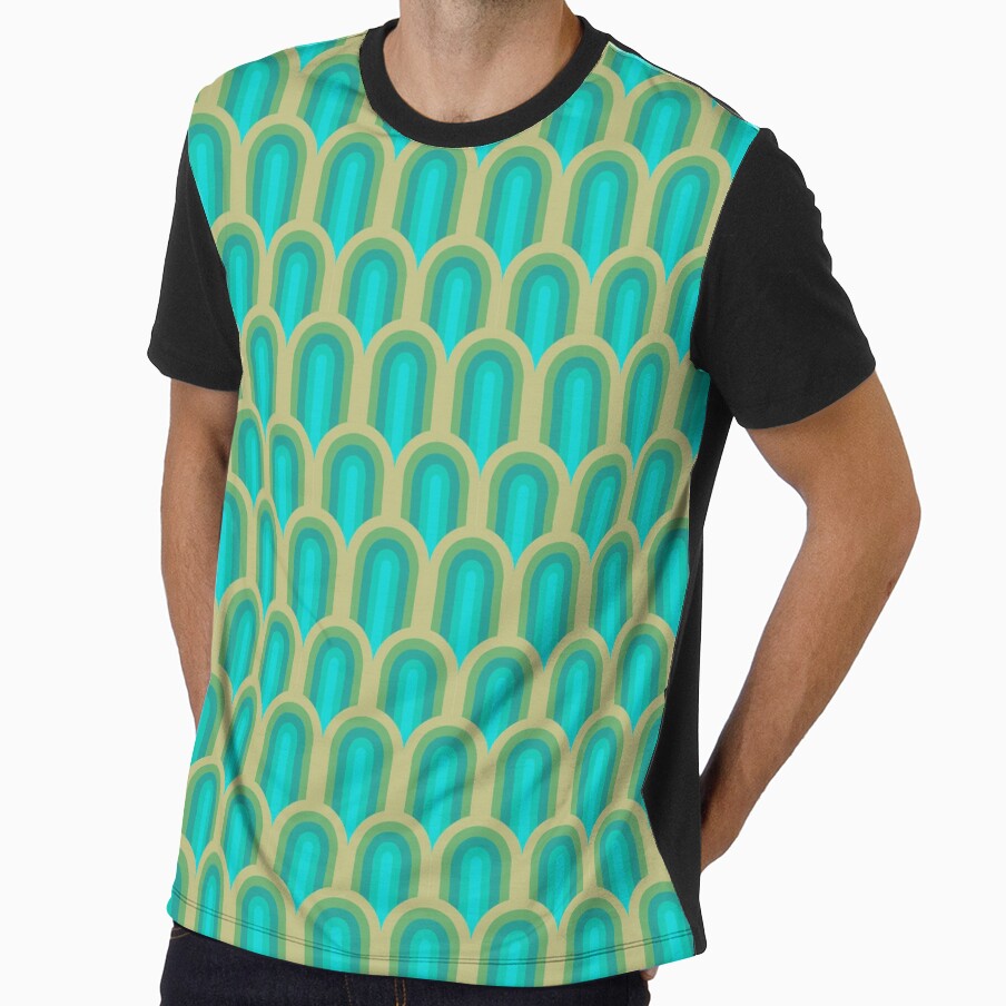 Repeating Retro 70s Green Rainbow by So70s