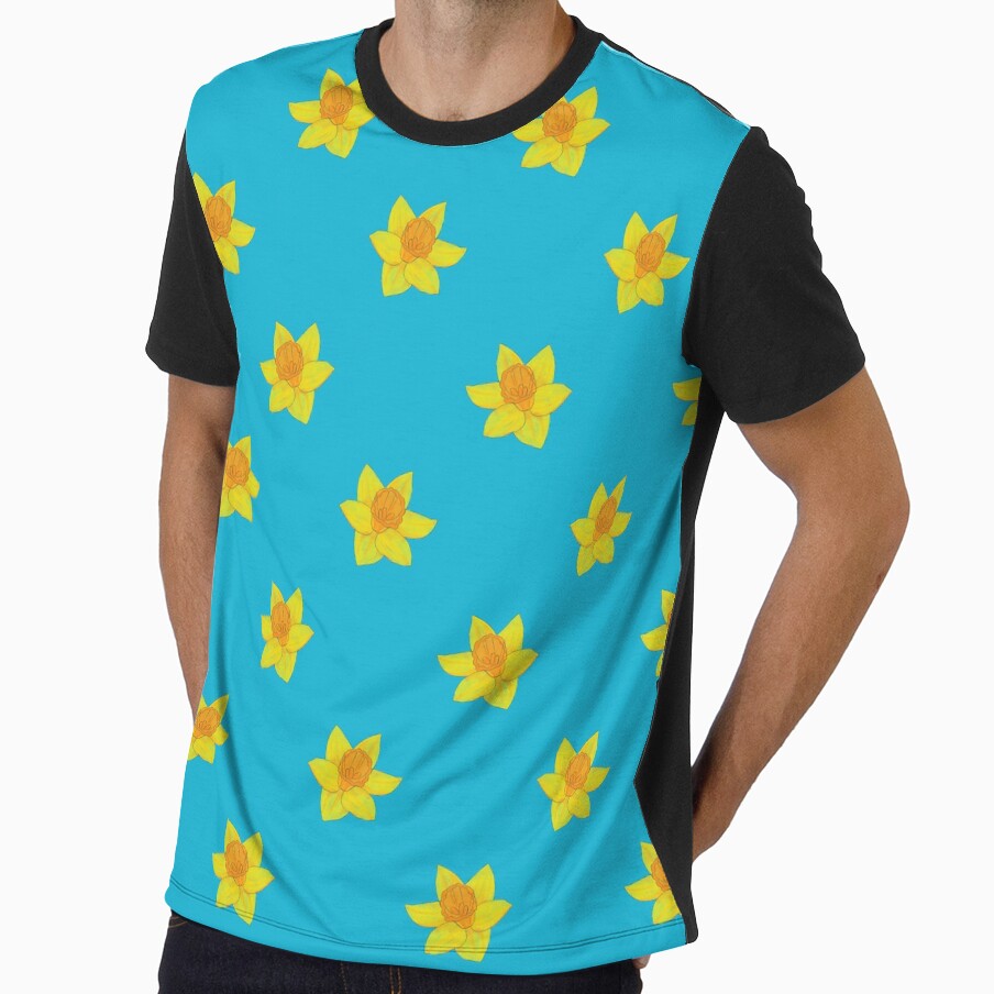 Daffodil Pattern 1 with blue pattern by Paintingsbyapeacock