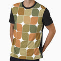 Abstract retro mid century modern   geometric  pattern in brown , beige, and coral by Yasminepatterns