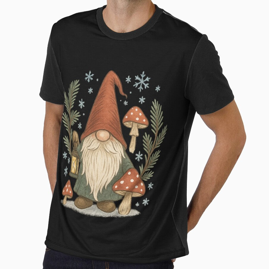 Christmas Gnome with Lantern & Mushrooms - Winter Forest Gnome by PunchDrop