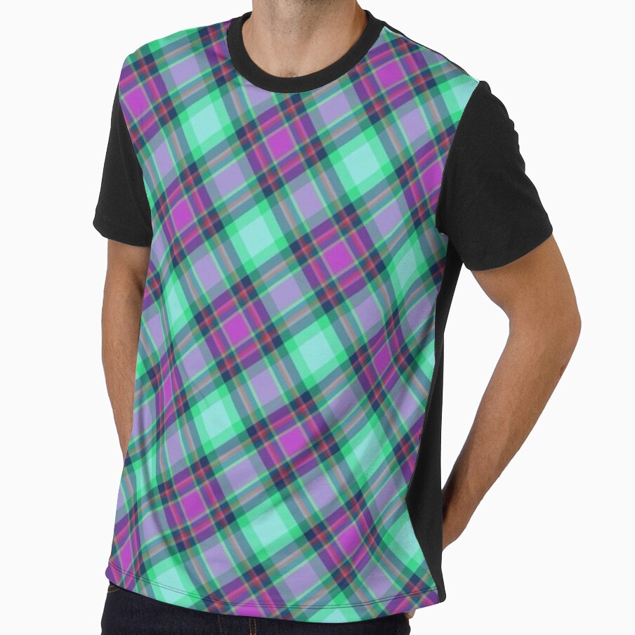 Y2K Purple and Teal Plaid Pattern | Retro 2000s Diagonal Plaid Aesthetic by BrontesWhimsyStore