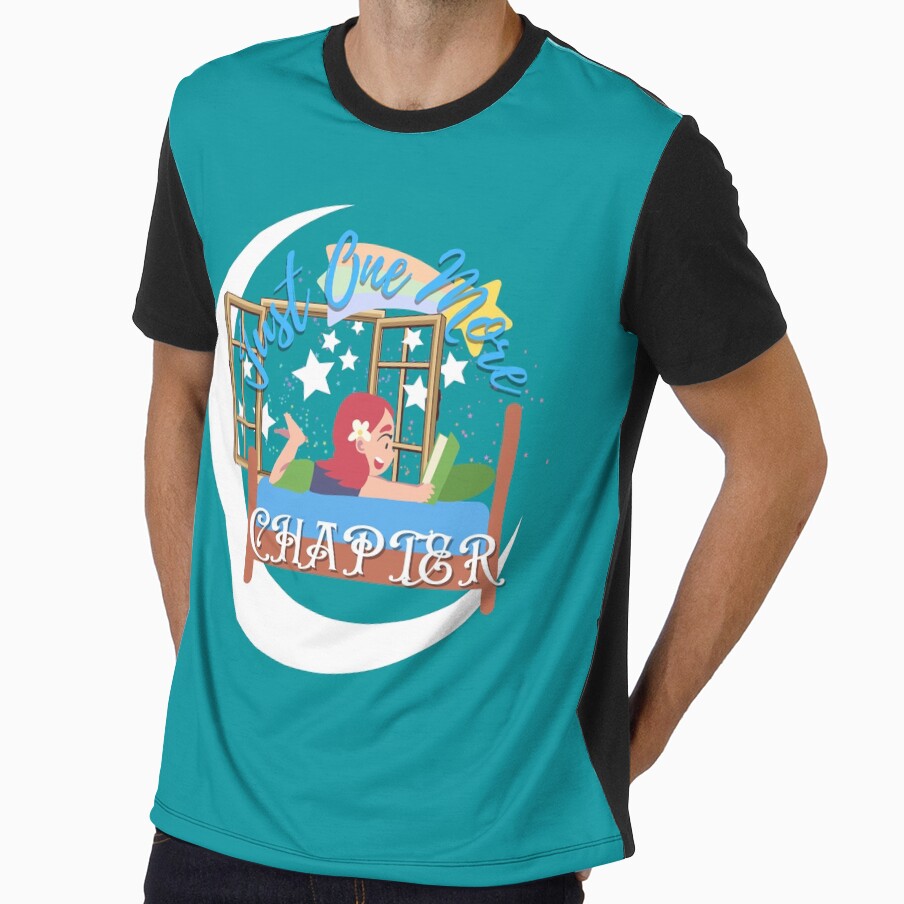 Just One More Chapter Girl Reading On Bed  (moon light blue) by Novelty-Shirts