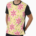 Pink Lily Pattern Pastel Yellow by sarahsdesigns02