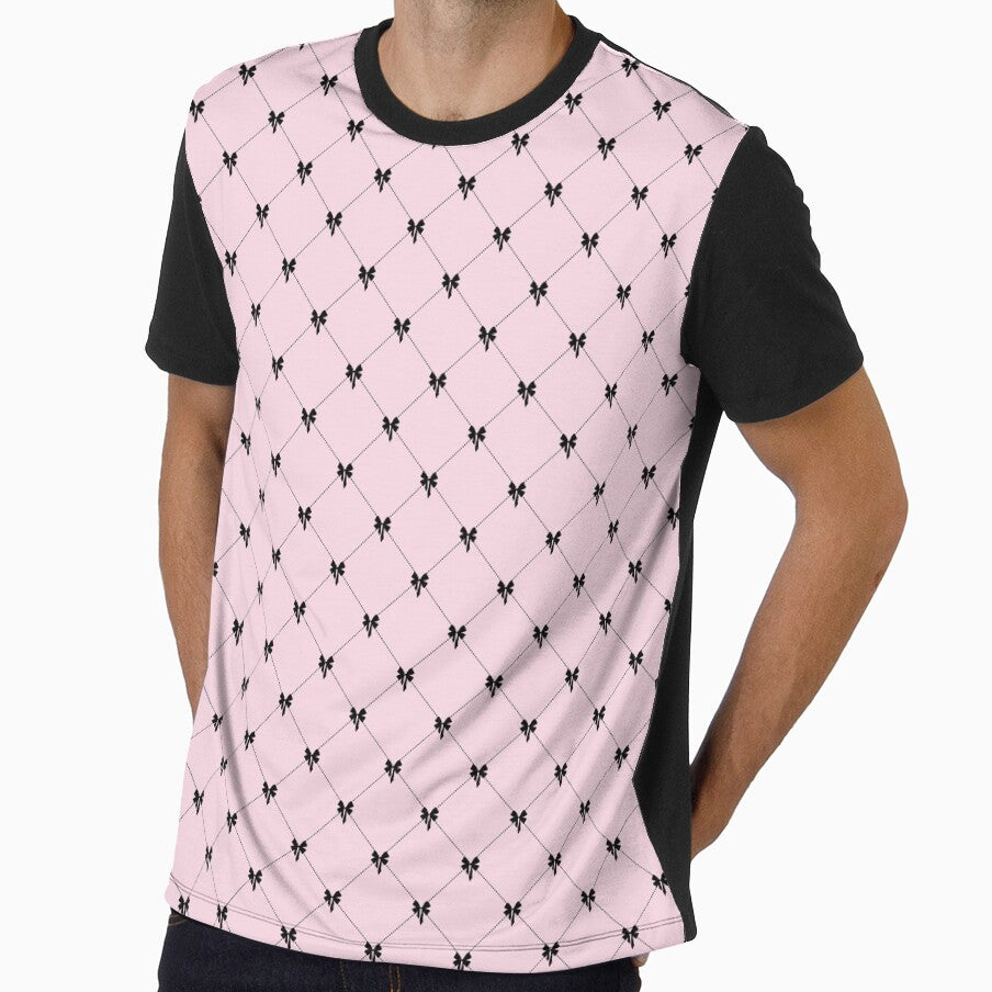Coquette black bow pattern  on pink background by FatBirdie